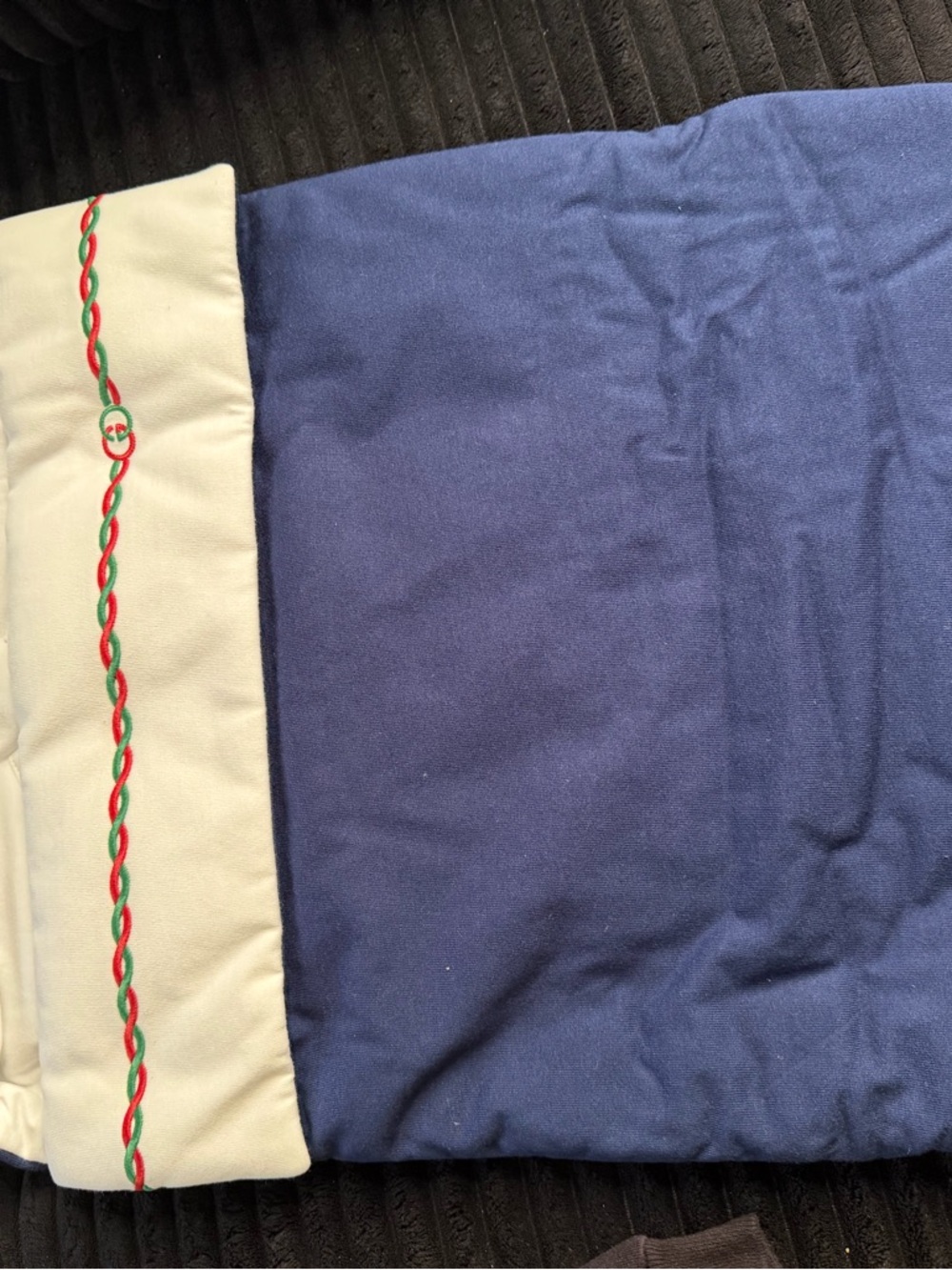Gucci Navy and Ivory Baby Stroller Cover with Red & Green Trim